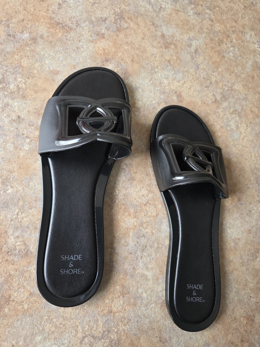 Shade & Shore Black Slide Sandals Size 8 - photo 3