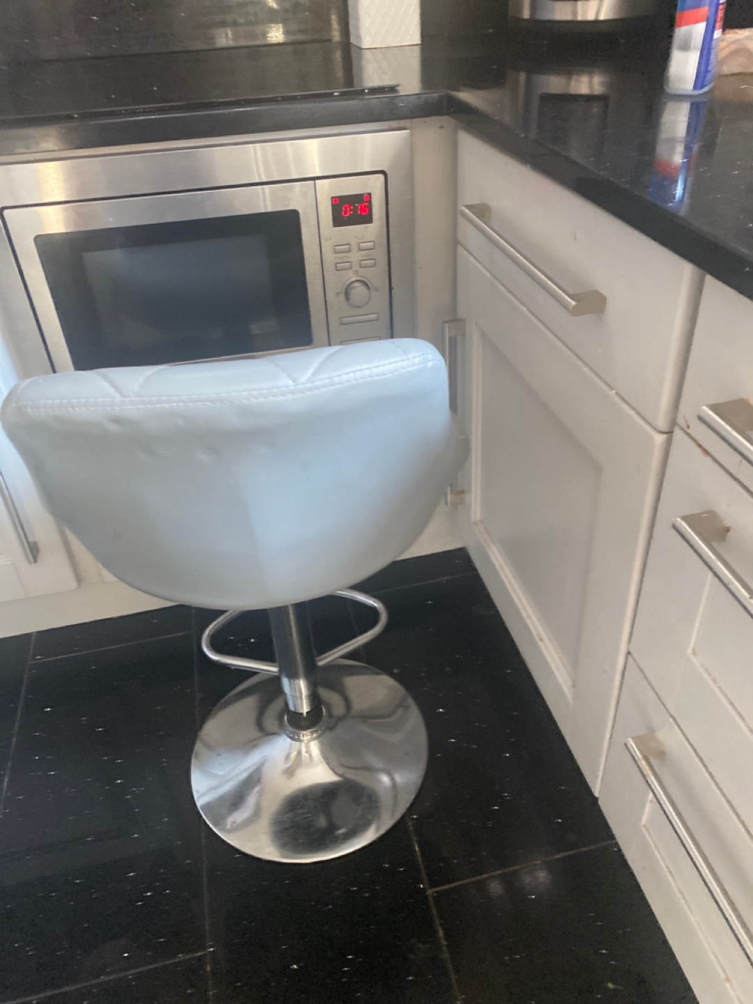 White Faux Leather Adjustable Bar Stool - photo 4