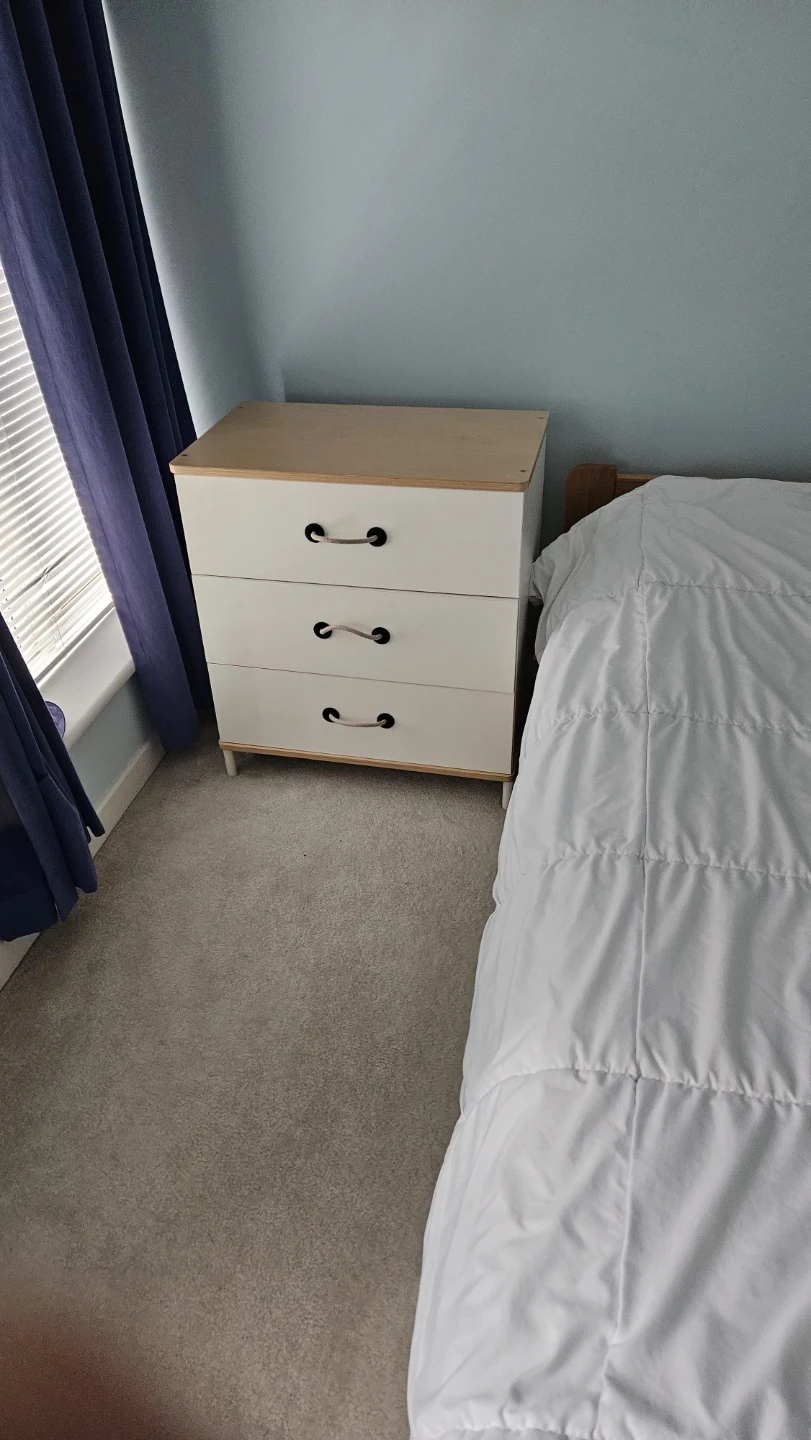 3-Drawer Dresser with Natural Wood Top