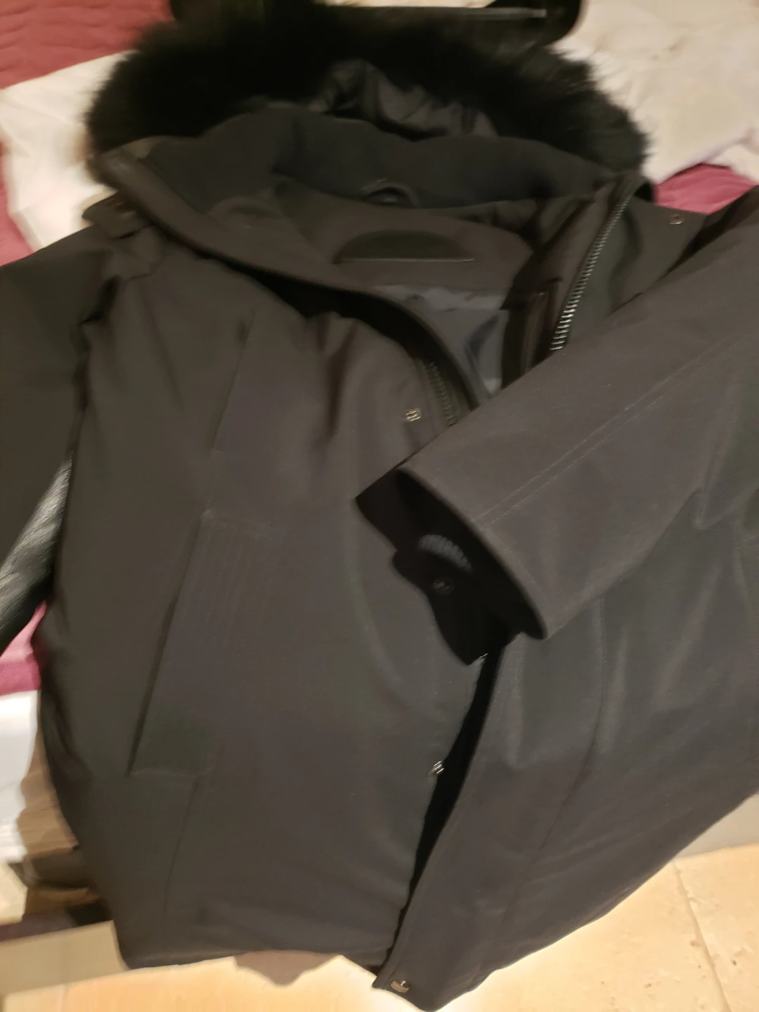 CMFR Black Winter Parka Jacket with Fur Hood - photo 2