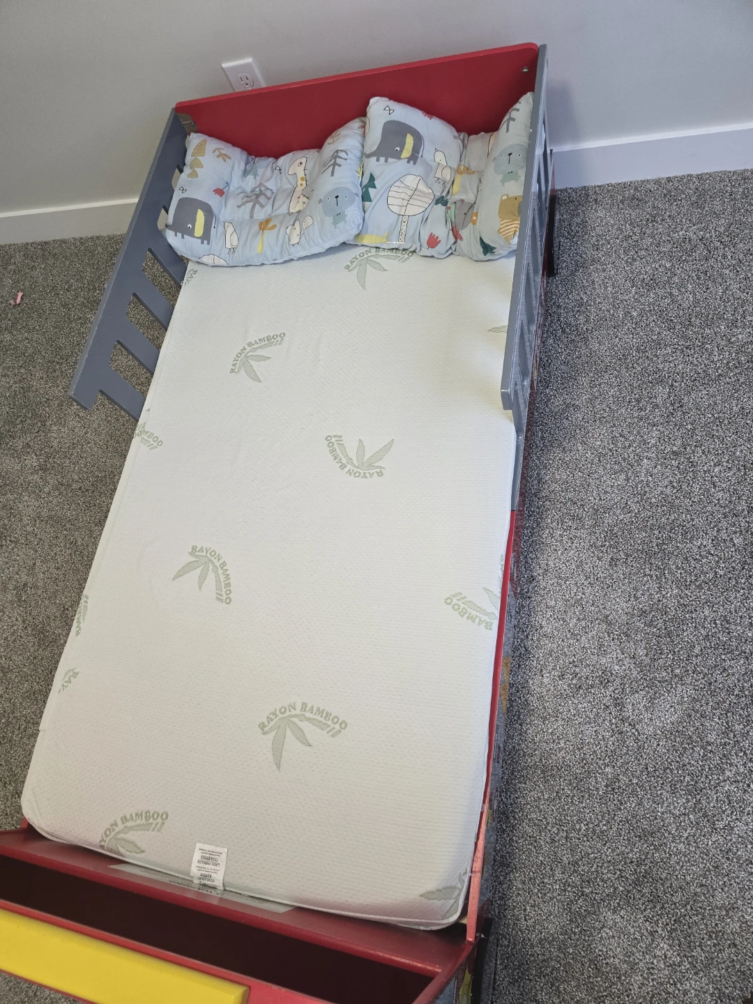 Toddler Fire Truck Bed with Mattress and Pillows - photo 2