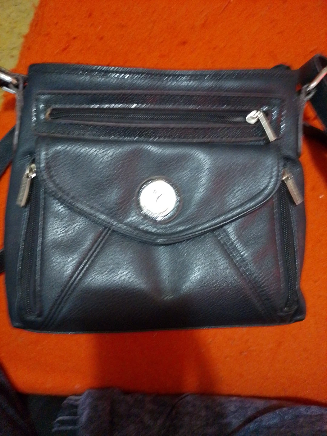 Black Faux Leather Crossbody Purse