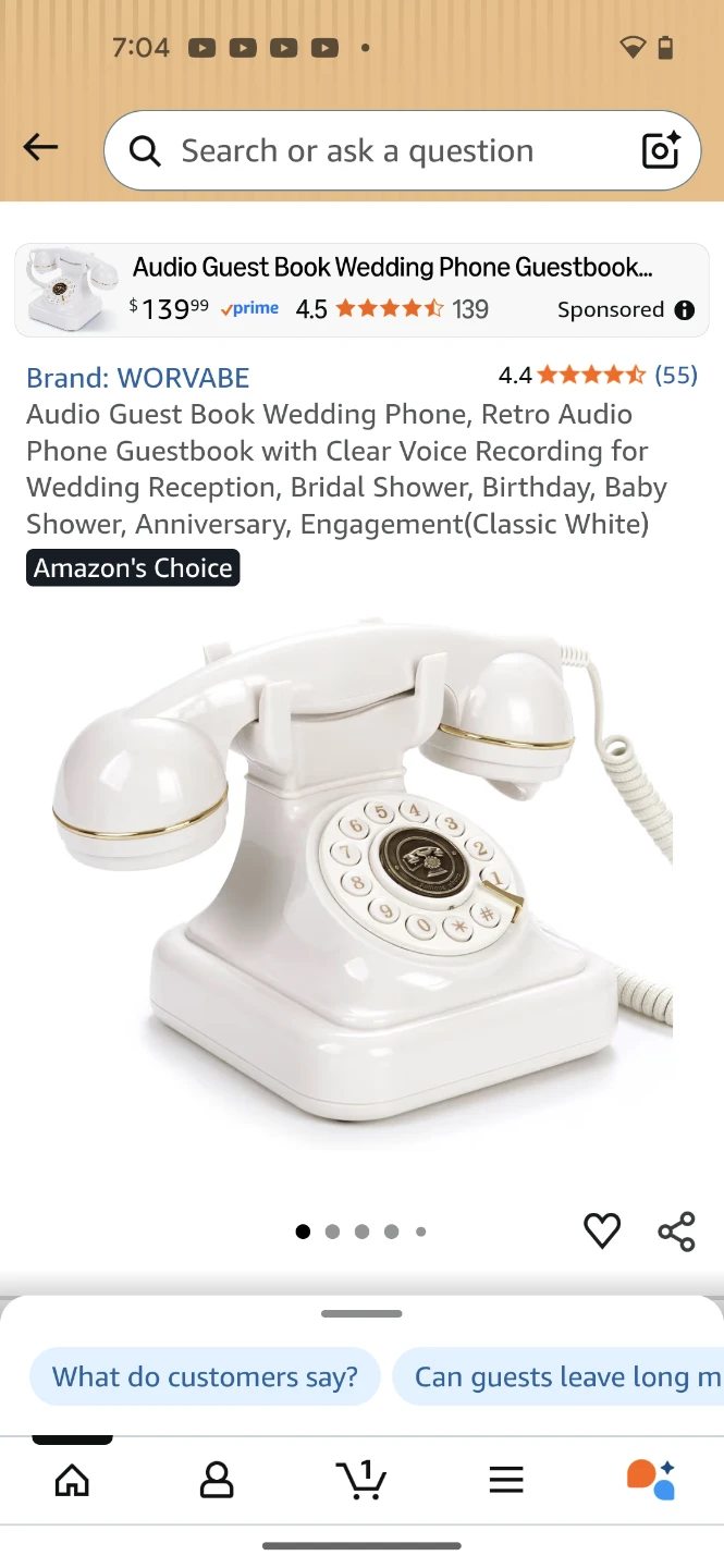 WORVABE Retro Audio Guest Book Wedding Phone