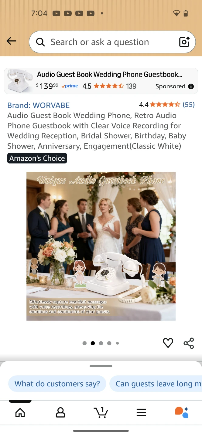 WORVABE Retro Audio Guest Book Wedding Phone - photo 2