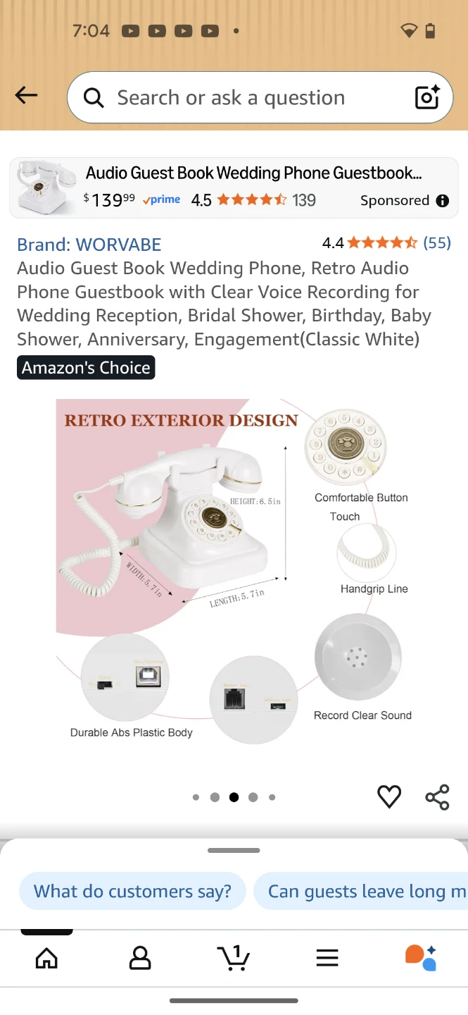 WORVABE Retro Audio Guest Book Wedding Phone - photo 3