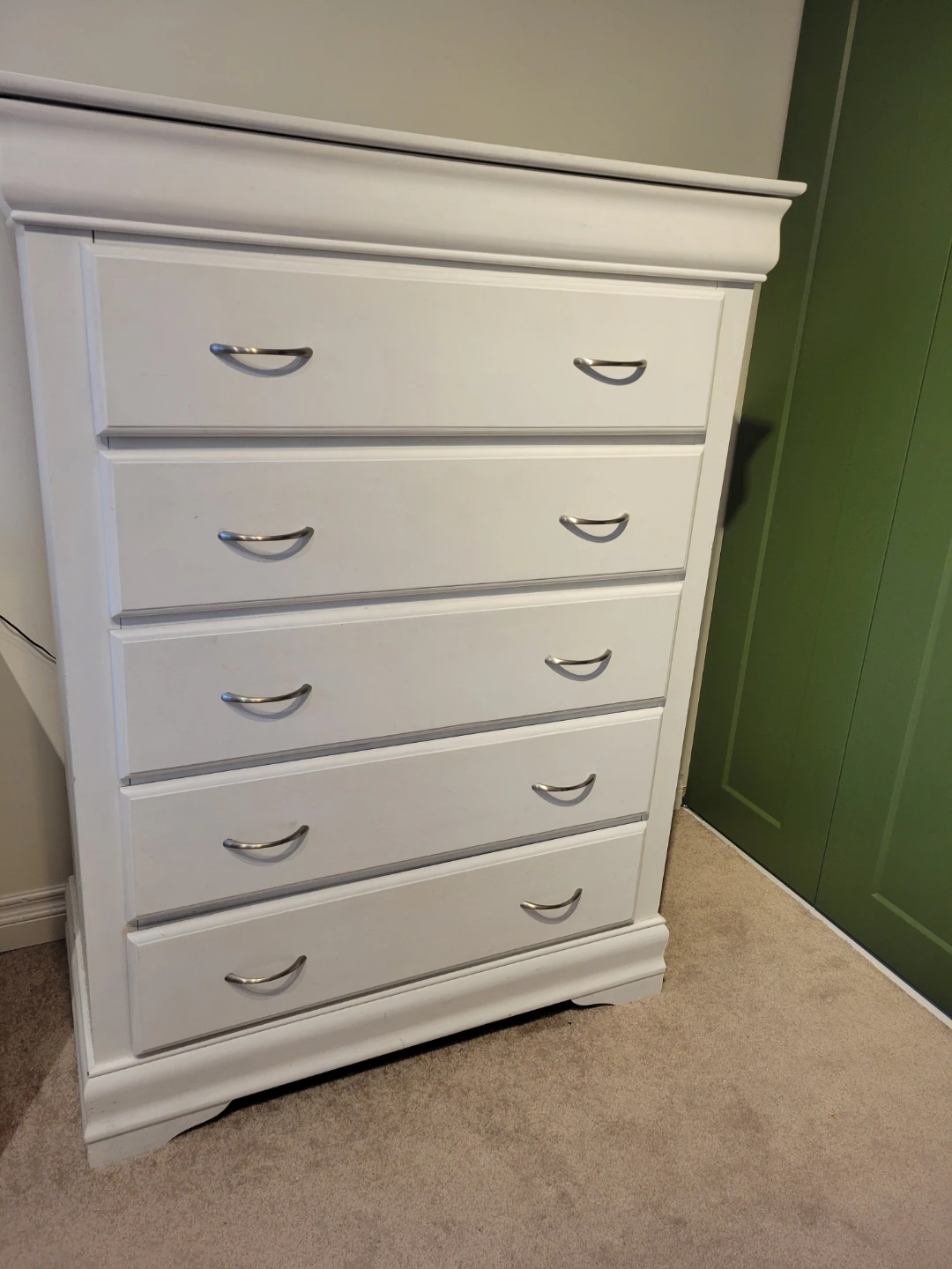 Solid wood White 5-Drawer Dresser