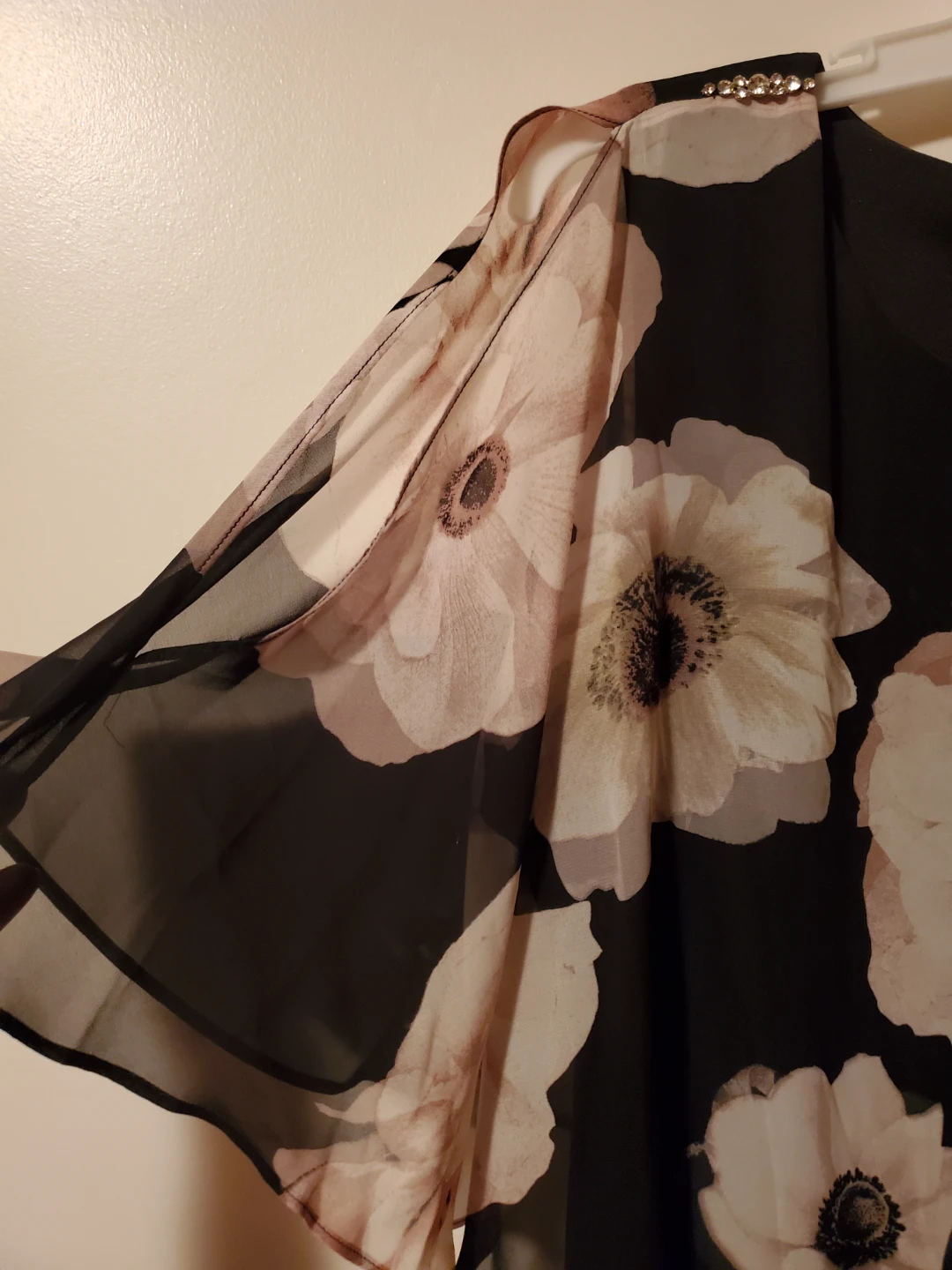 🥕 Women's Black Floral Chiffon Overlay Dress - photo 3