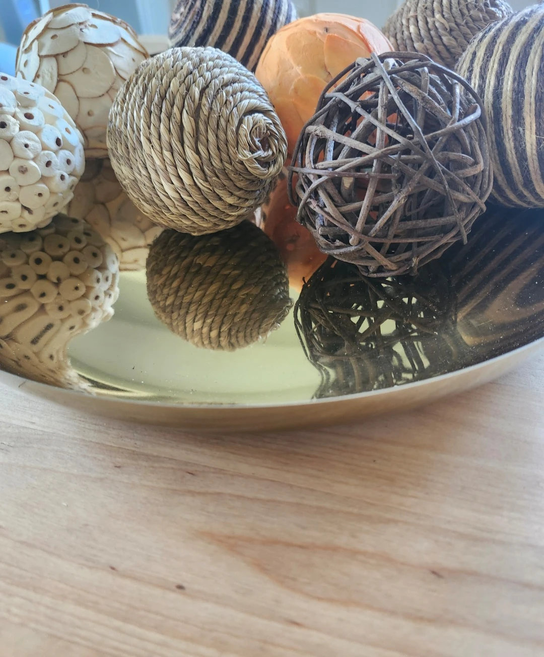 Decorative  New Gold Platter With Assorted Decorative Spheres - photo 3