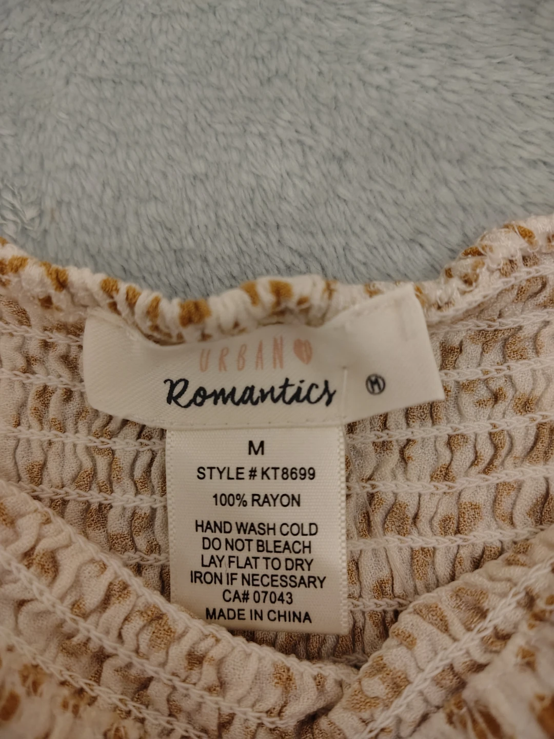 Y2K Smocked white and brown Cheetah Print Top Size M - photo 2
