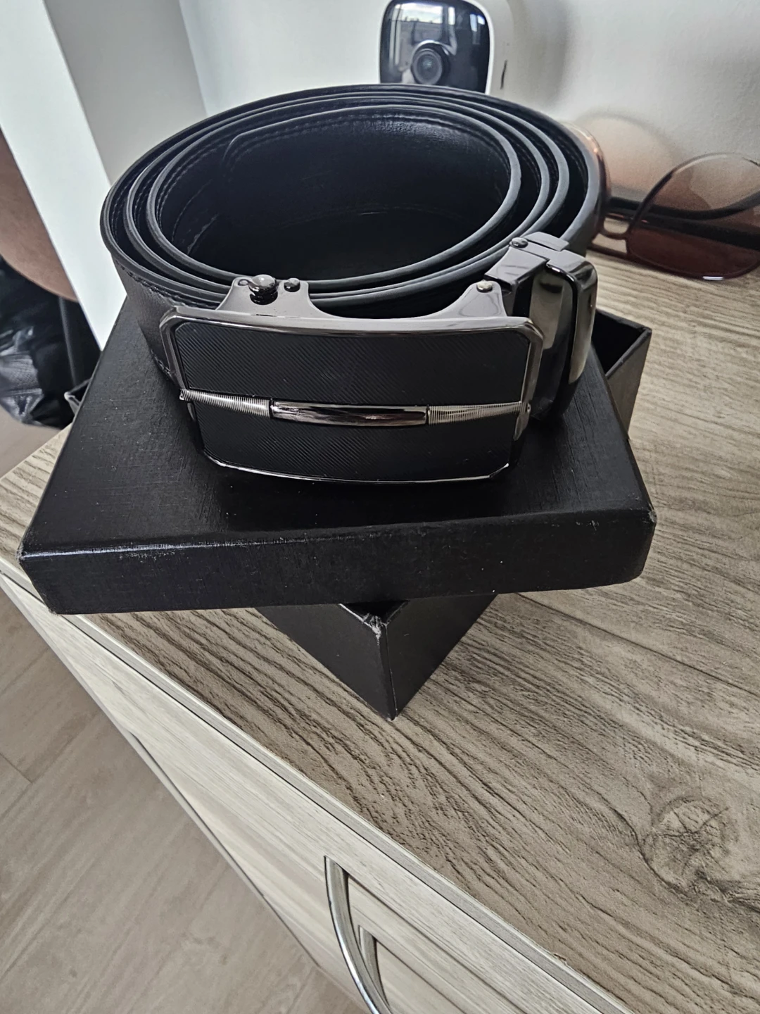 BOSTANTEN Black Leather Belt with Buckle