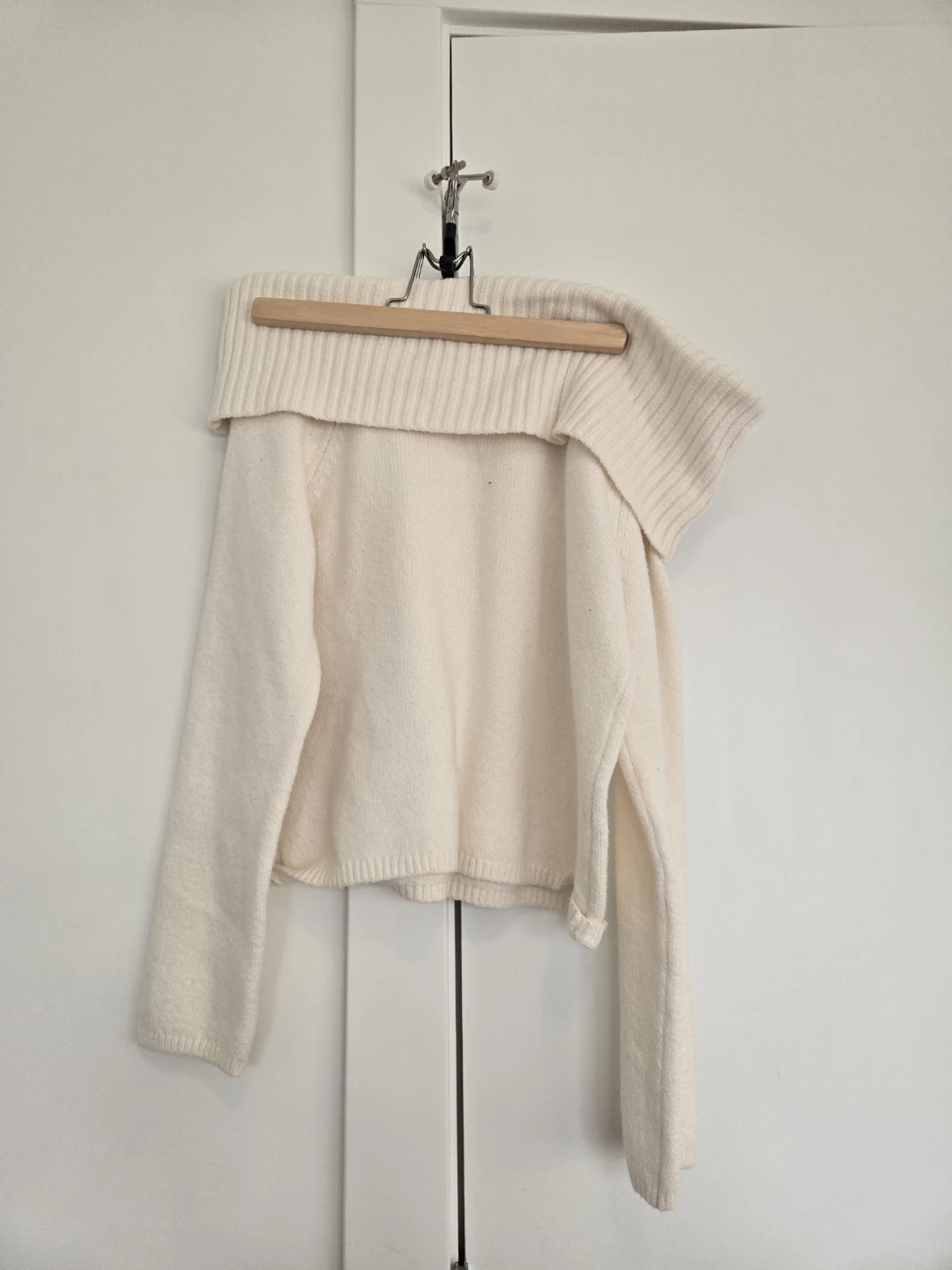 Cream Off-the-Shoulder Knit Sweater