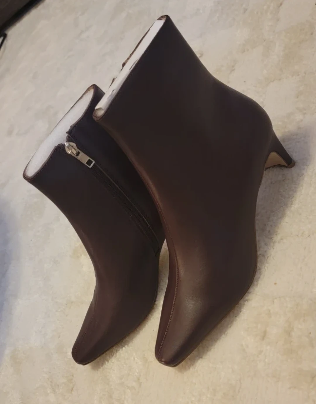 Women's Brown Ankle Boots with Zipper 6M