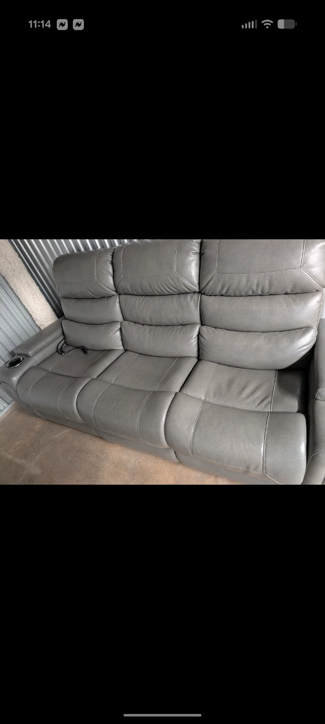 Gray Reclining Sofa with Cup Holders - photo 2