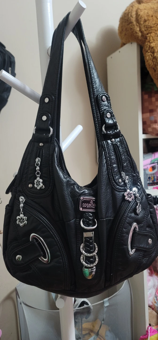 Angel Kiss Black Hobo Handbag