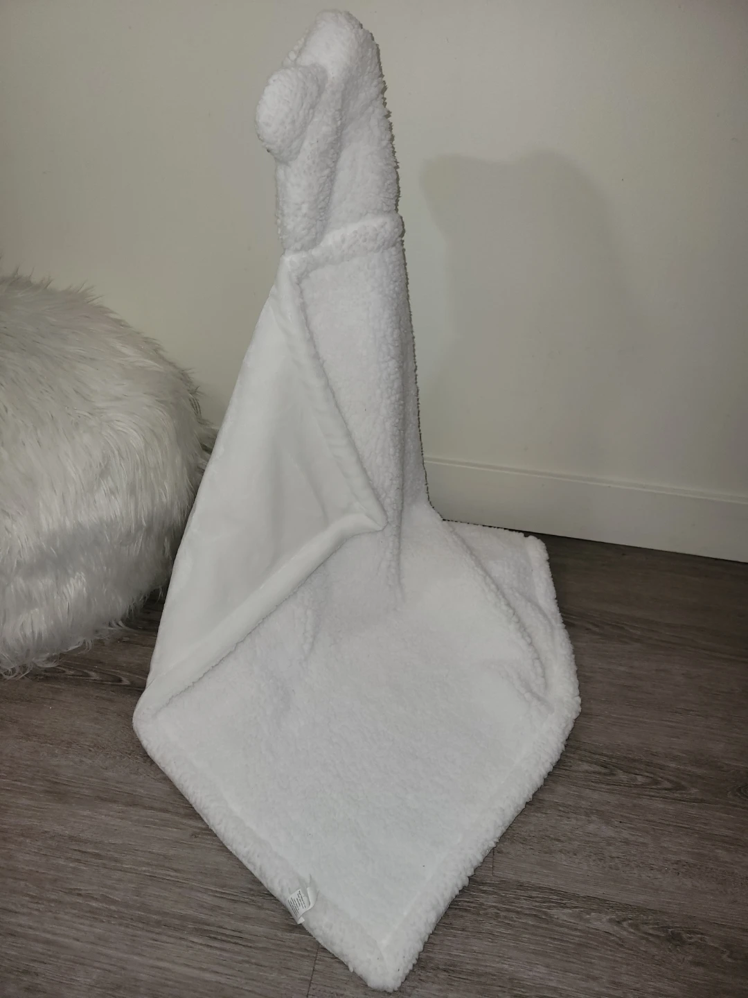 White Sherpa Lined Hooded Baby Blanket - photo 4