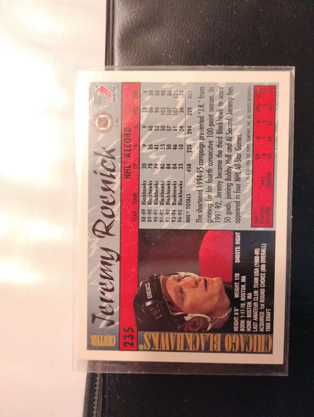 1995-96 O-Pee-Chee Jeremy Roenick Hockey Card #235 - photo 2