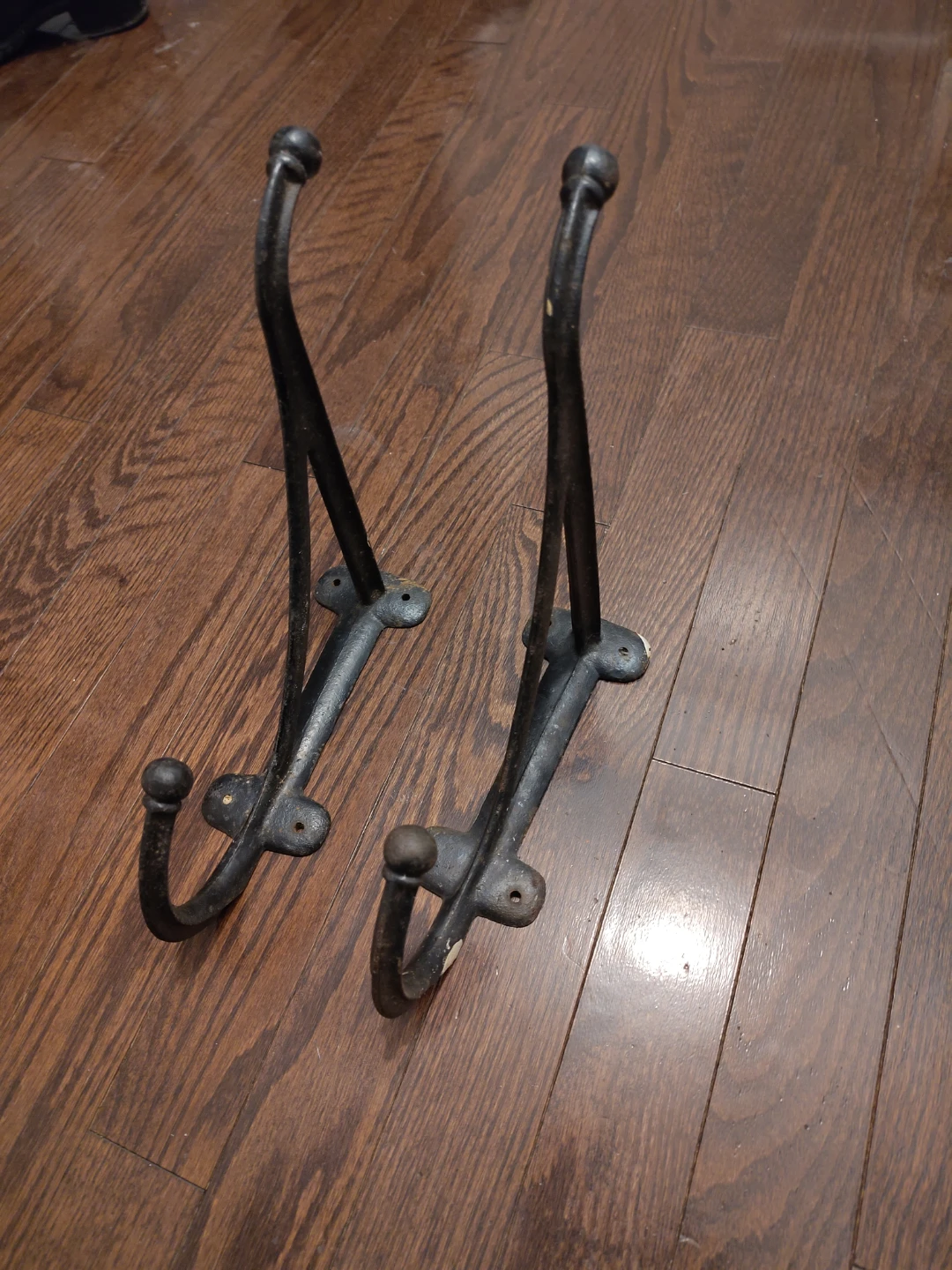 Set of 2 Black Cast Iron Wall Hooks - photo 2