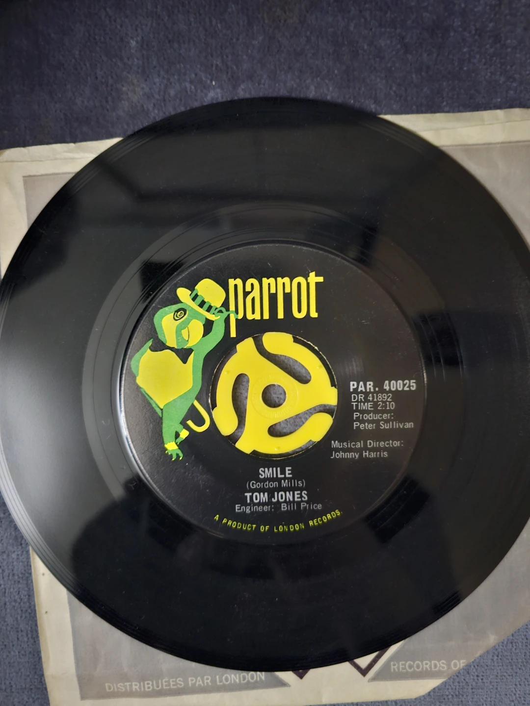 Tom Jones "Smile" / "Delilah" 7" Vinyl Record