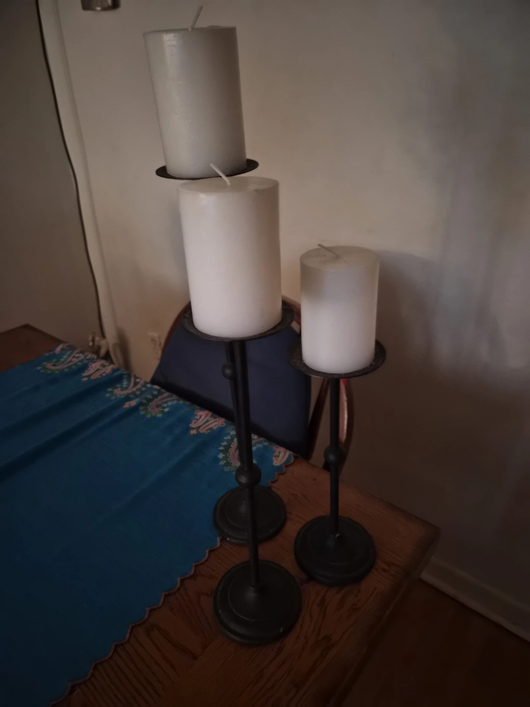 Set of 3 Black Metal Candlesticks