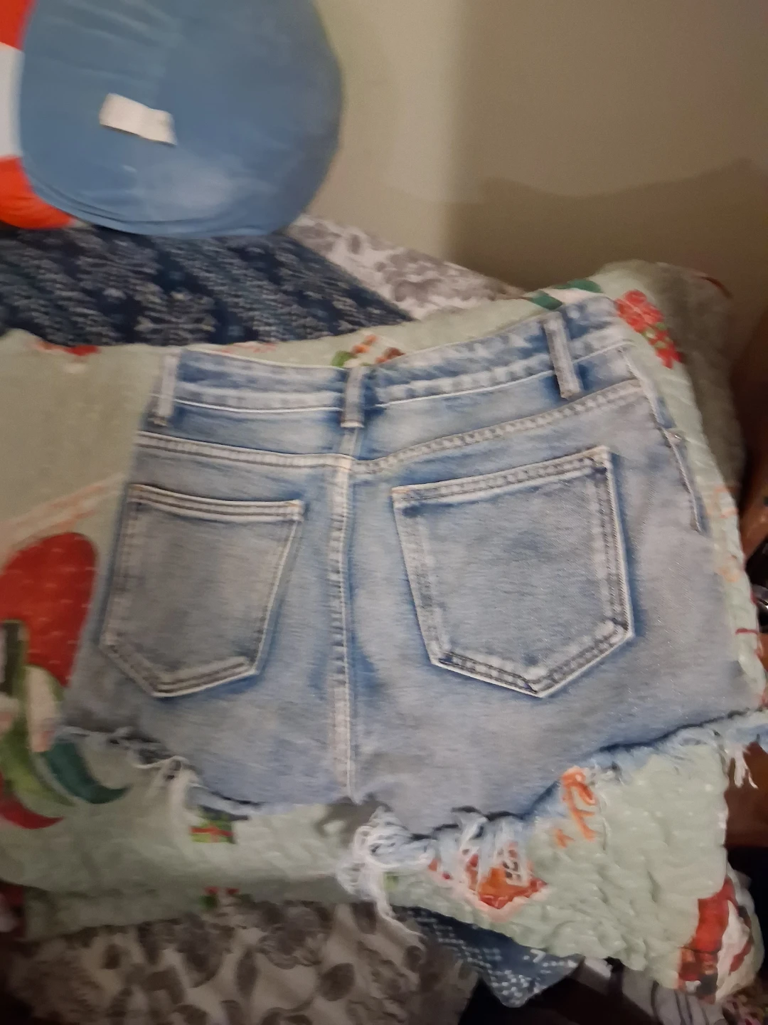 Light Wash Ripped Denim Shorts - photo 3