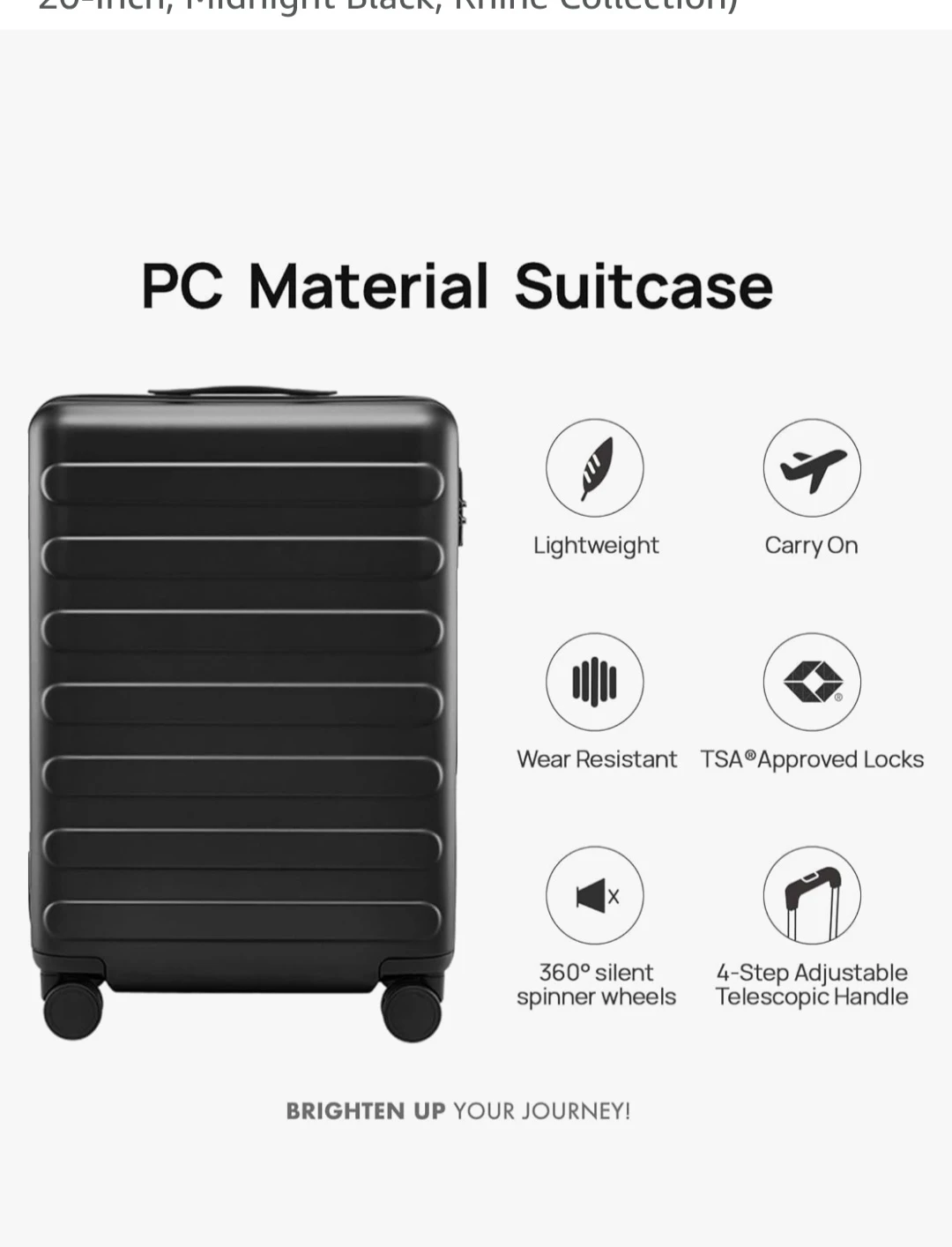 Xiaomi Ninetygo Black Hardside Spinner Carry On Suitcase - photo 4