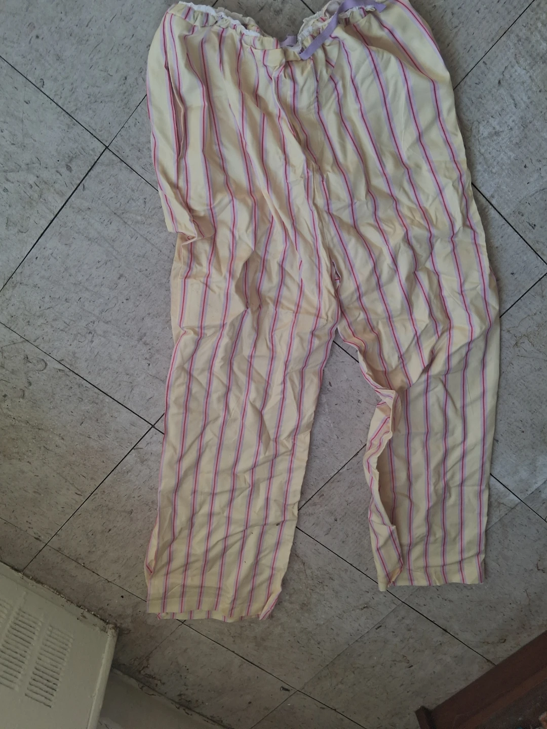 Yellow and Pink Striped Pajama Pants
