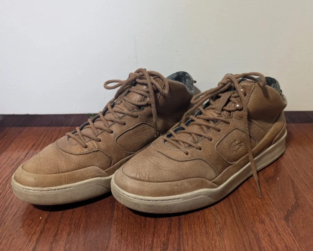 Lacoste Brown Leather Mid-Top Sneakers 9.5