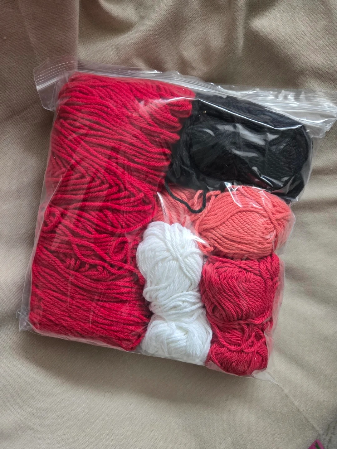 Yarn Bundle - Red, White, Black, Pink