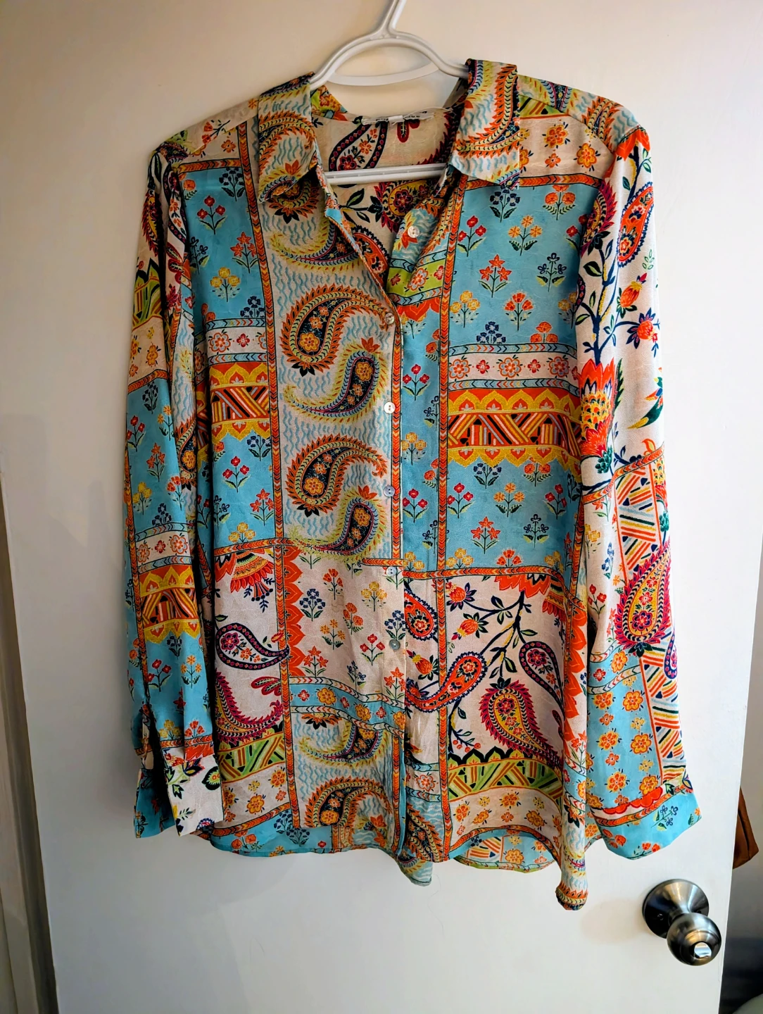 Colourful Paisley Print Button-Up Shirt