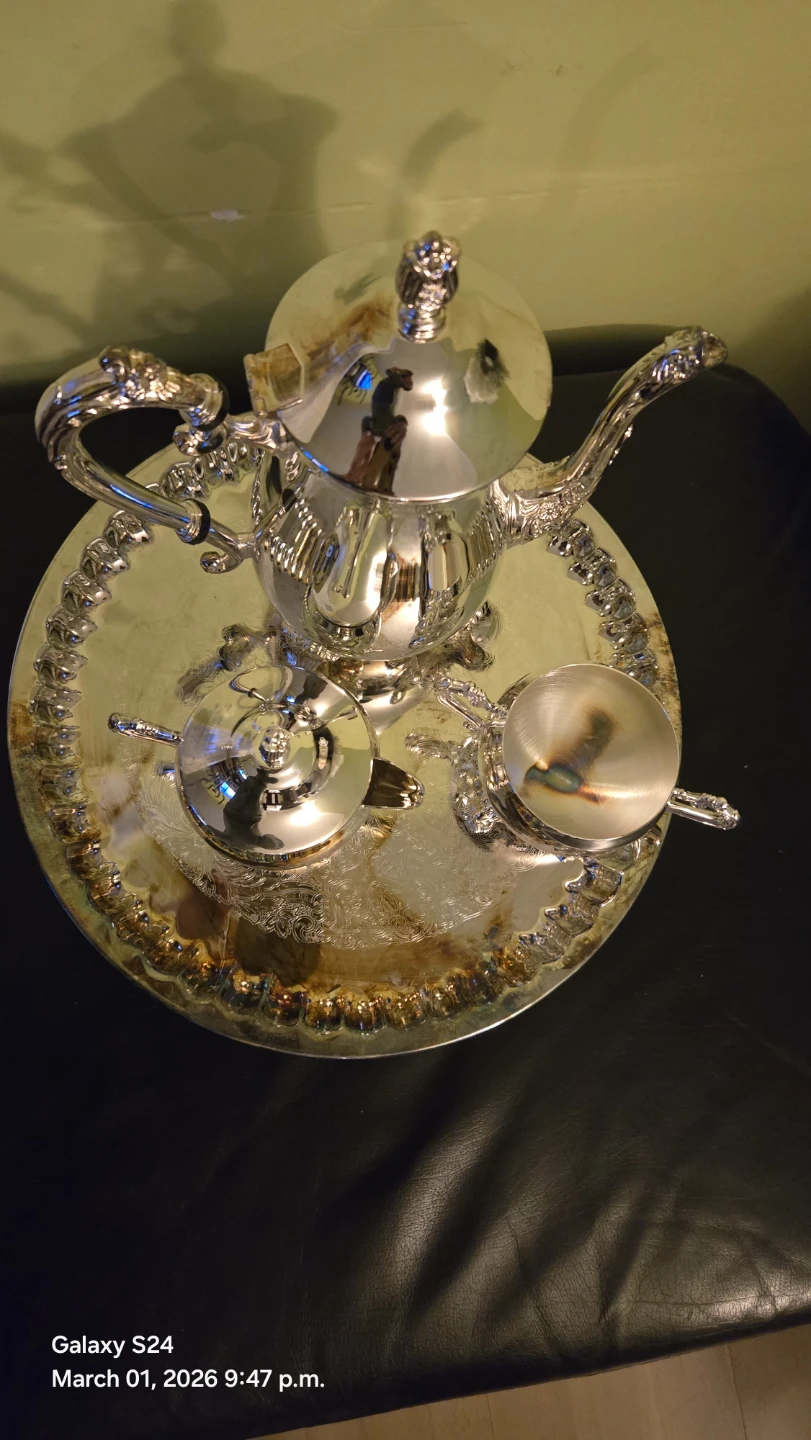 EP Brass Tea Set with Tray