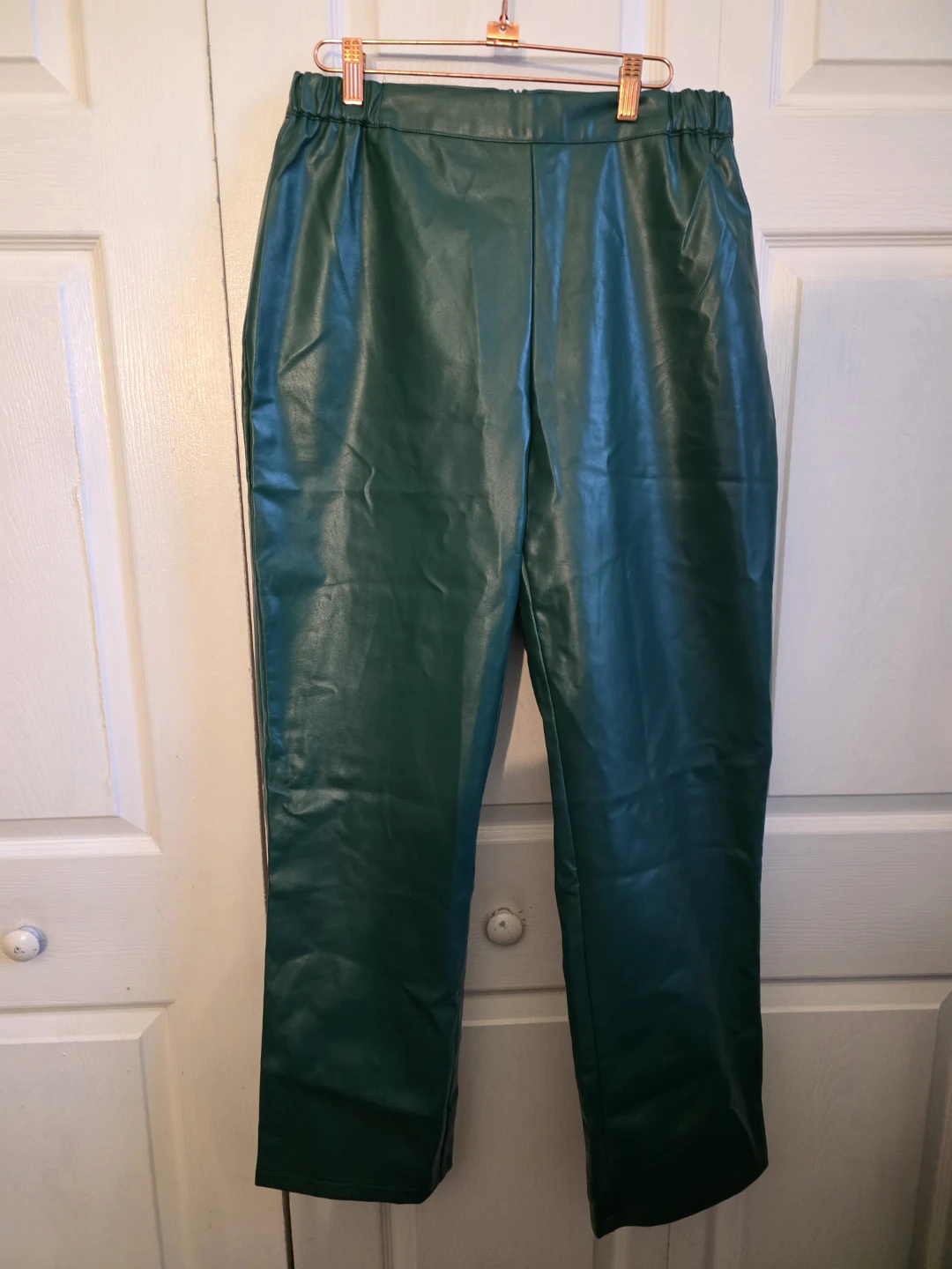Green Faux Leather Blazer and Pants Set - photo 3