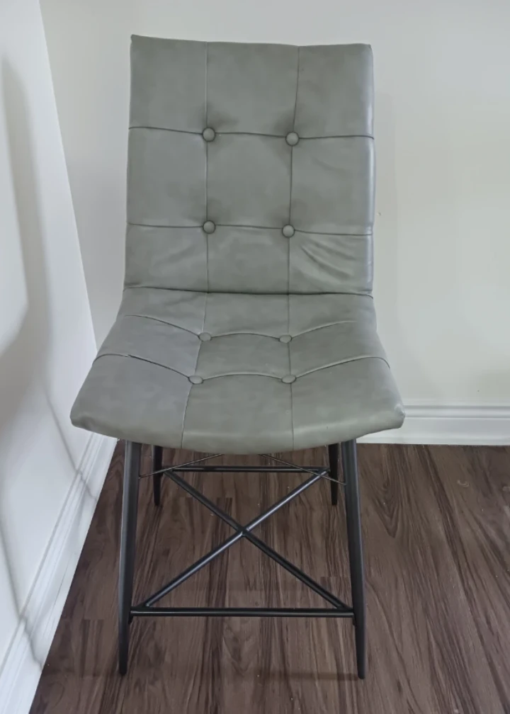 Grey Faux Leather Bar Stool