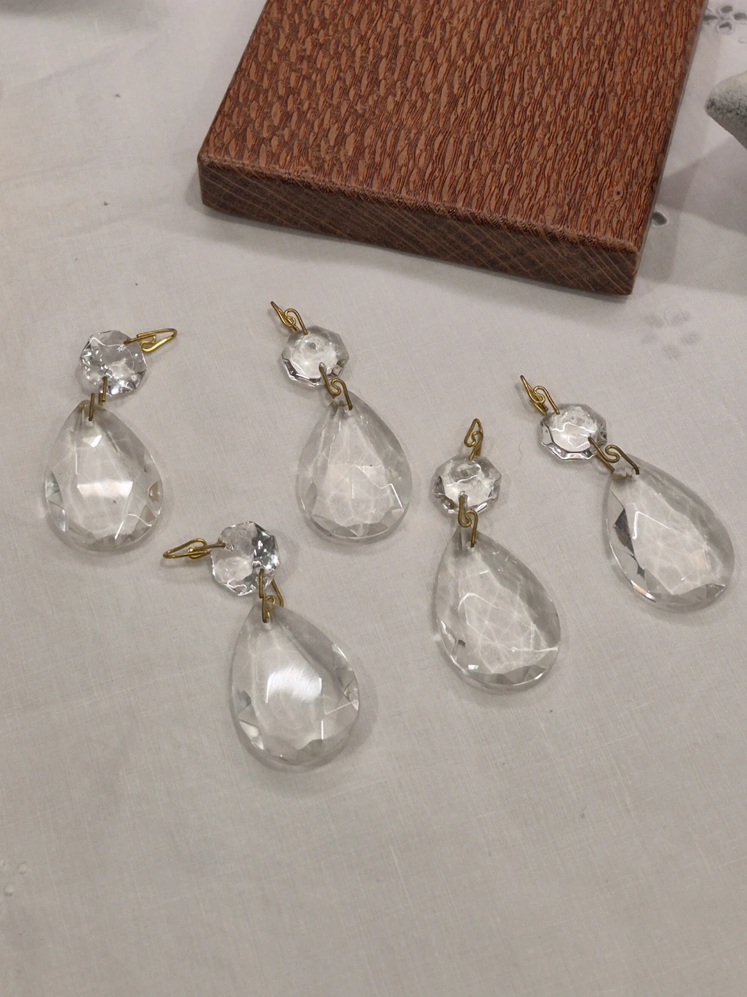 Lot of 5 Glass Teardrop Crystals Charms Decor Crafting DIYs - photo 4