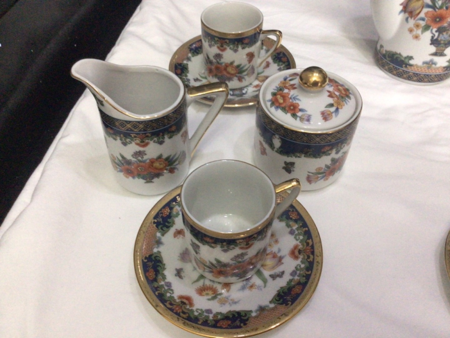 Floral Coffee Tea Set 6 Cups Saucers Creamer Sugar Pot - photo 4