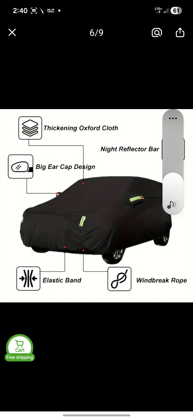 Black Car Cover with Reflective Strips