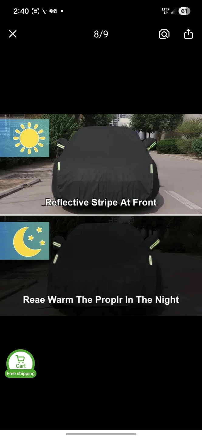 Black Car Cover with Reflective Strips - photo 3