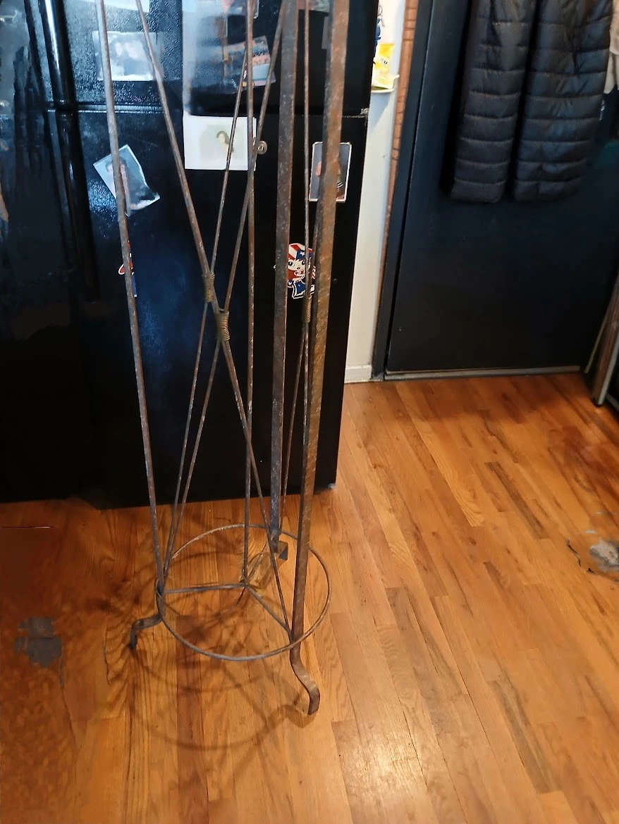Wrought Iron Floor Lamp with Amber Glass Shade - photo 2