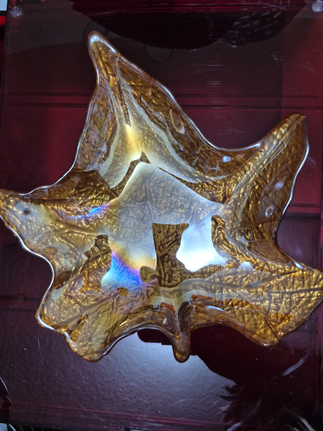 Amber Glass Leaf Shaped Dish - photo 5