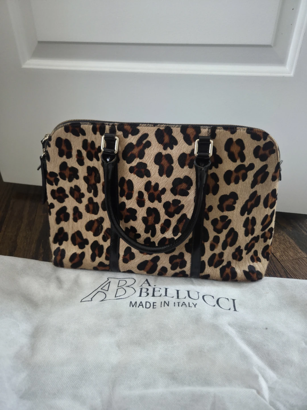 A. Bellucci "Made in Italy" Leopard Print Satchel Handbag