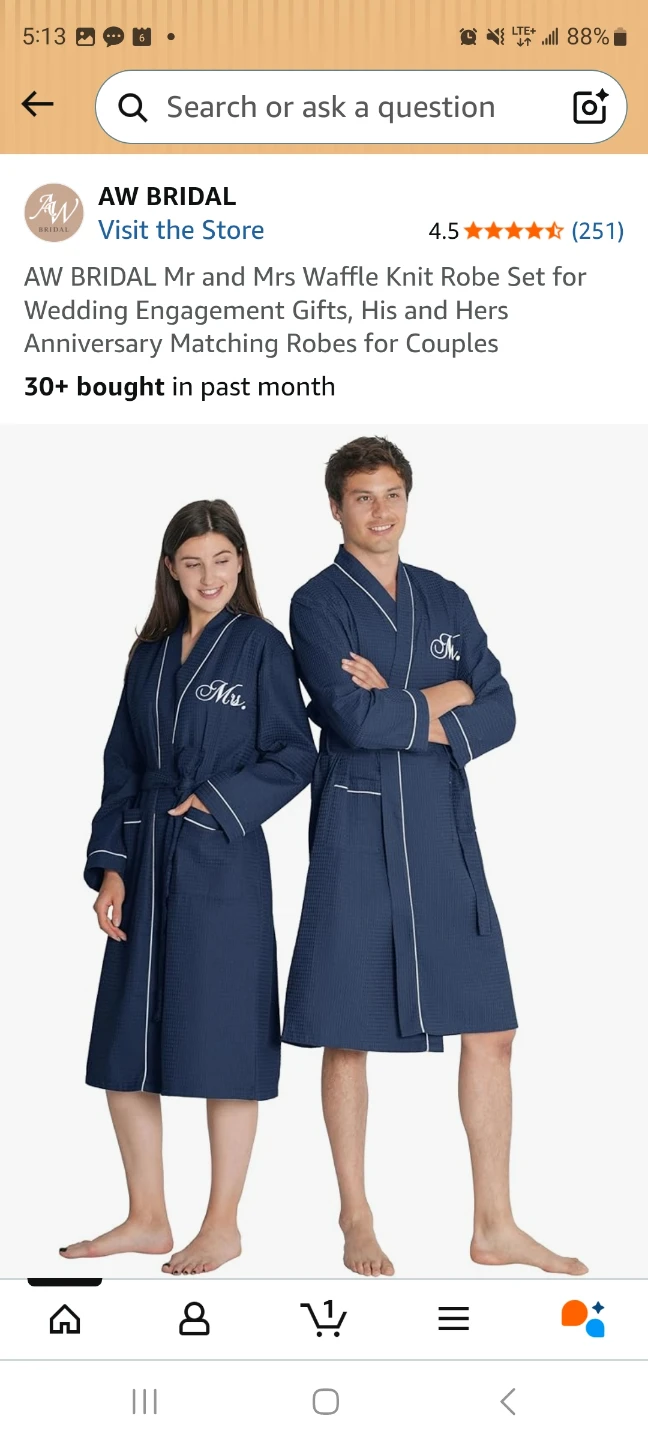BRAND NEW- His&Hers Bridal Robes- Medium