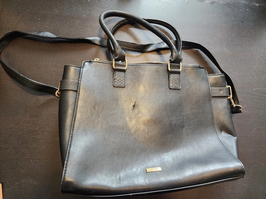 ALDO Black Faux Snakeskin Tote Bag