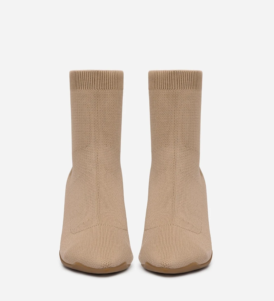 Newbella Tan Knit Sock Heels