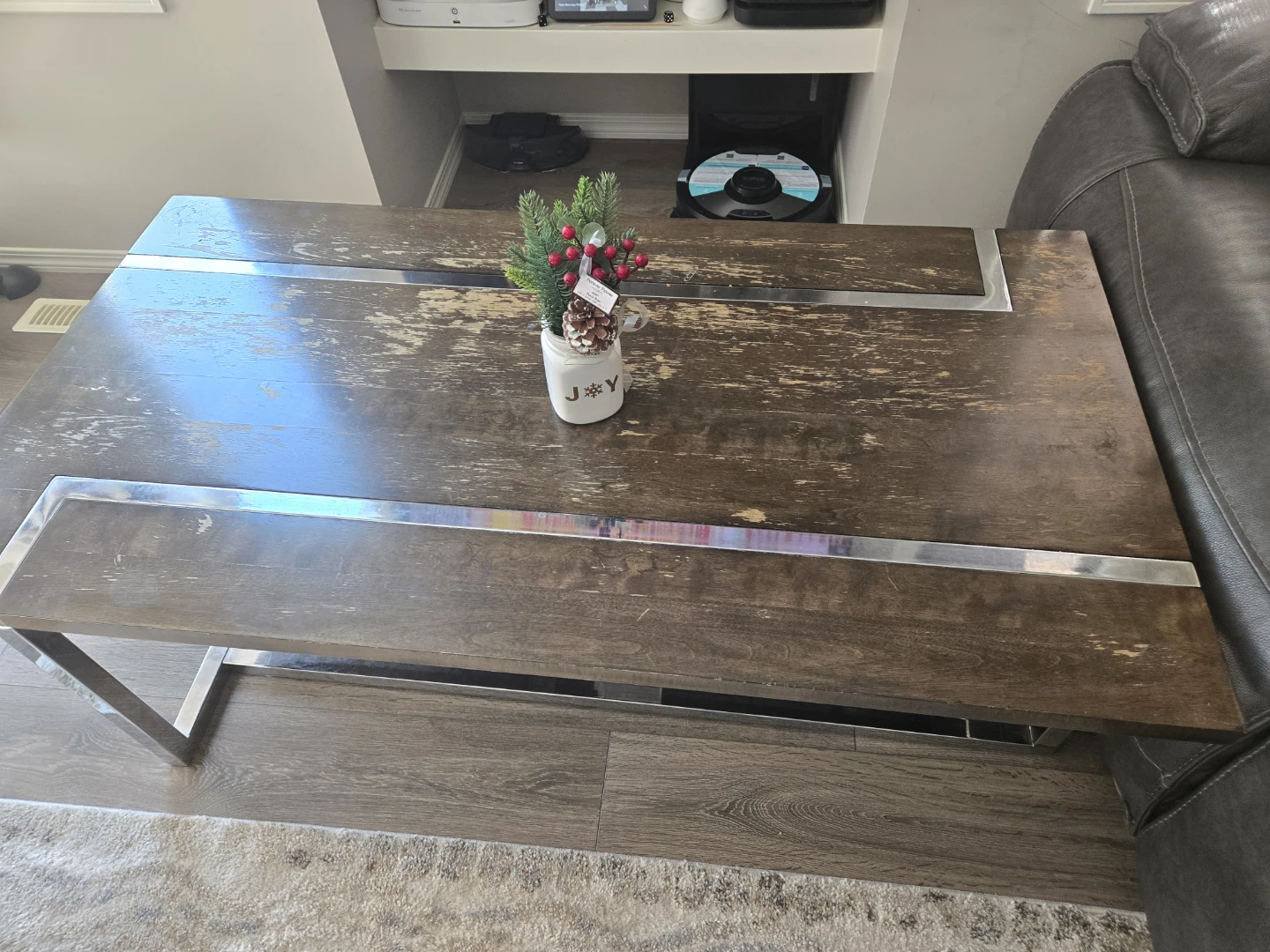 Wooden Coffee Table with Metal Accents