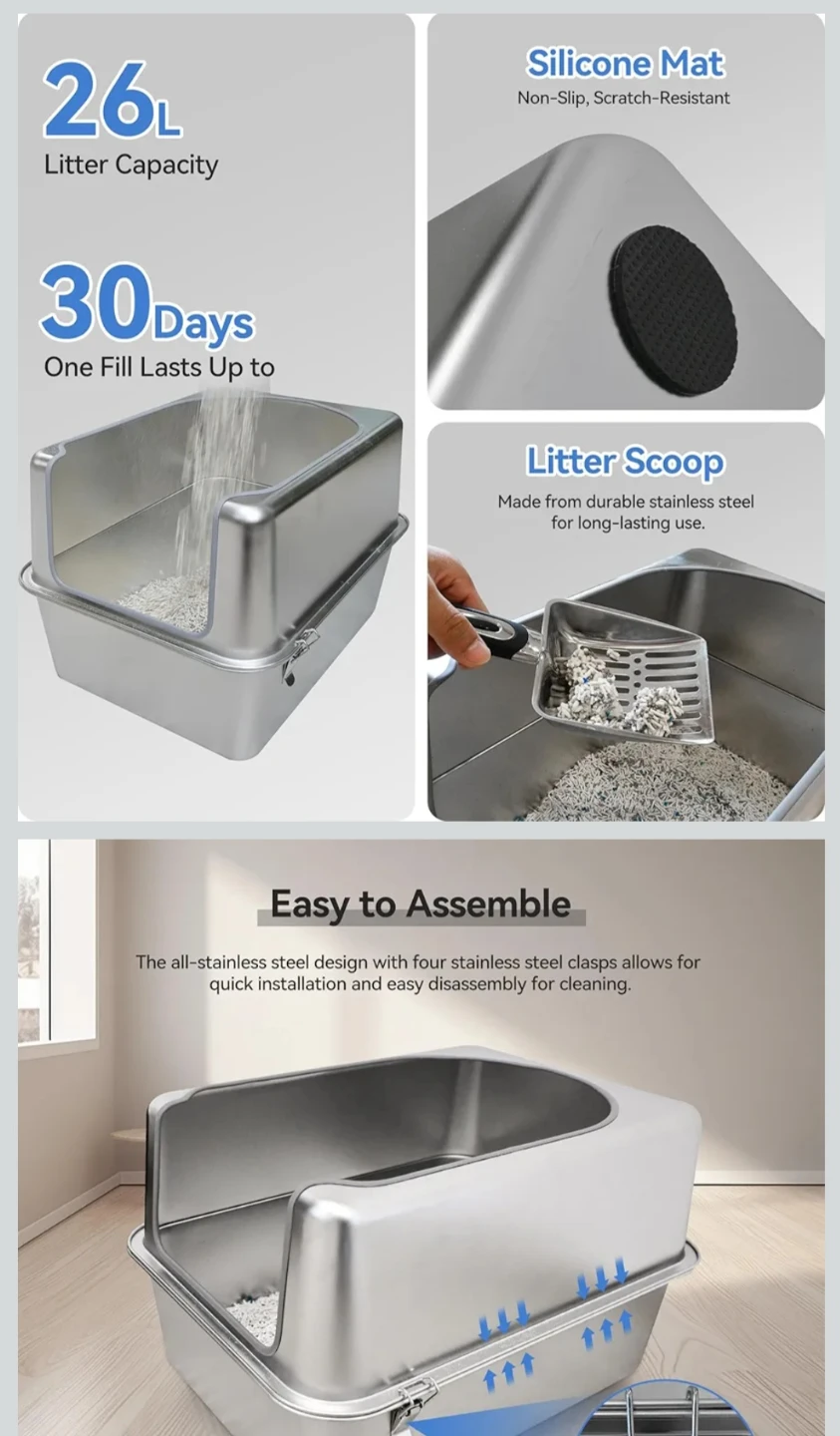Stainless Steel Large Cat Litter Box. - photo 3