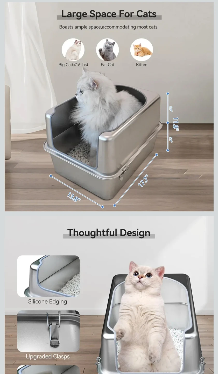 Stainless Steel Large Cat Litter Box. - photo 4
