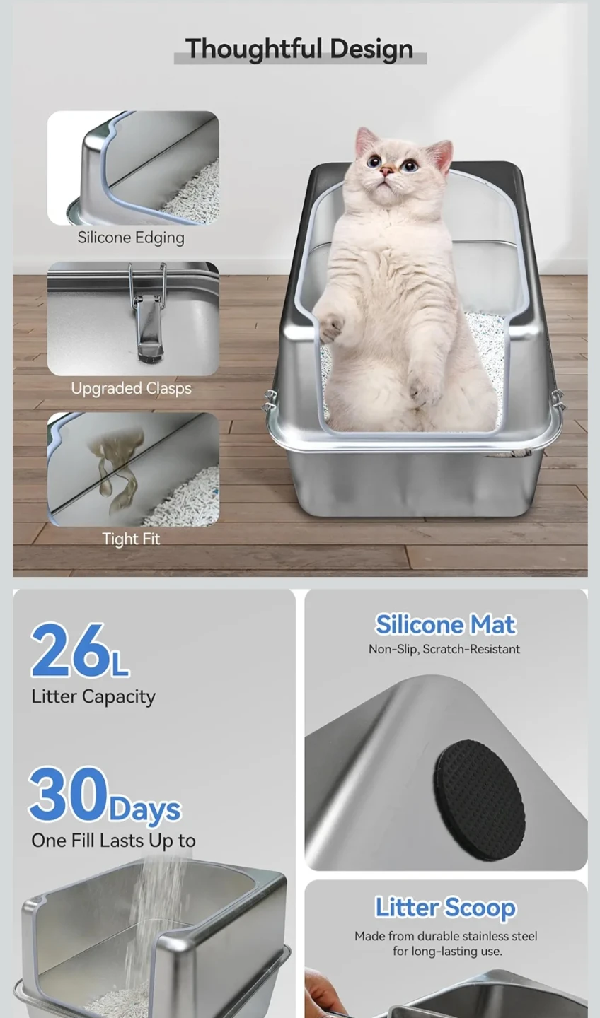 Stainless Steel Large Cat Litter Box. - photo 5