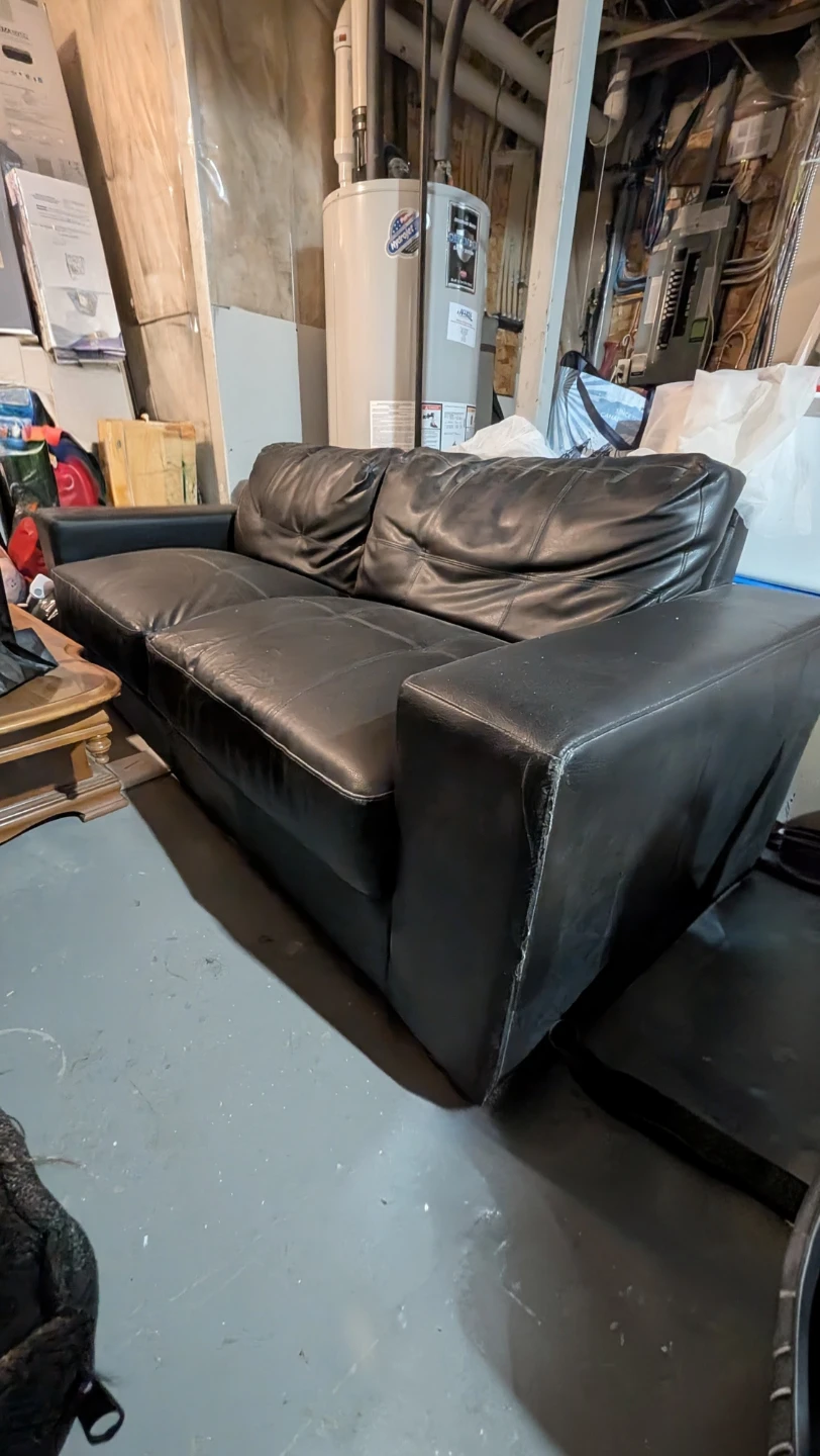 Black Faux Leather Couch
