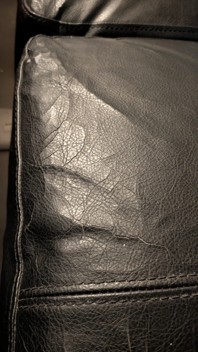 Black Faux Leather Couch - photo 2