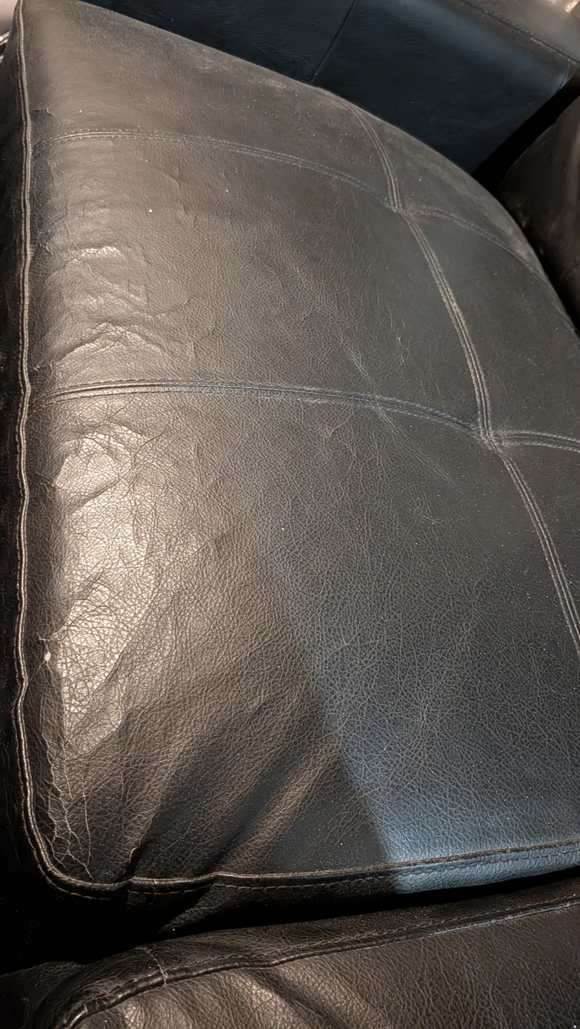 Black Faux Leather Couch - photo 3
