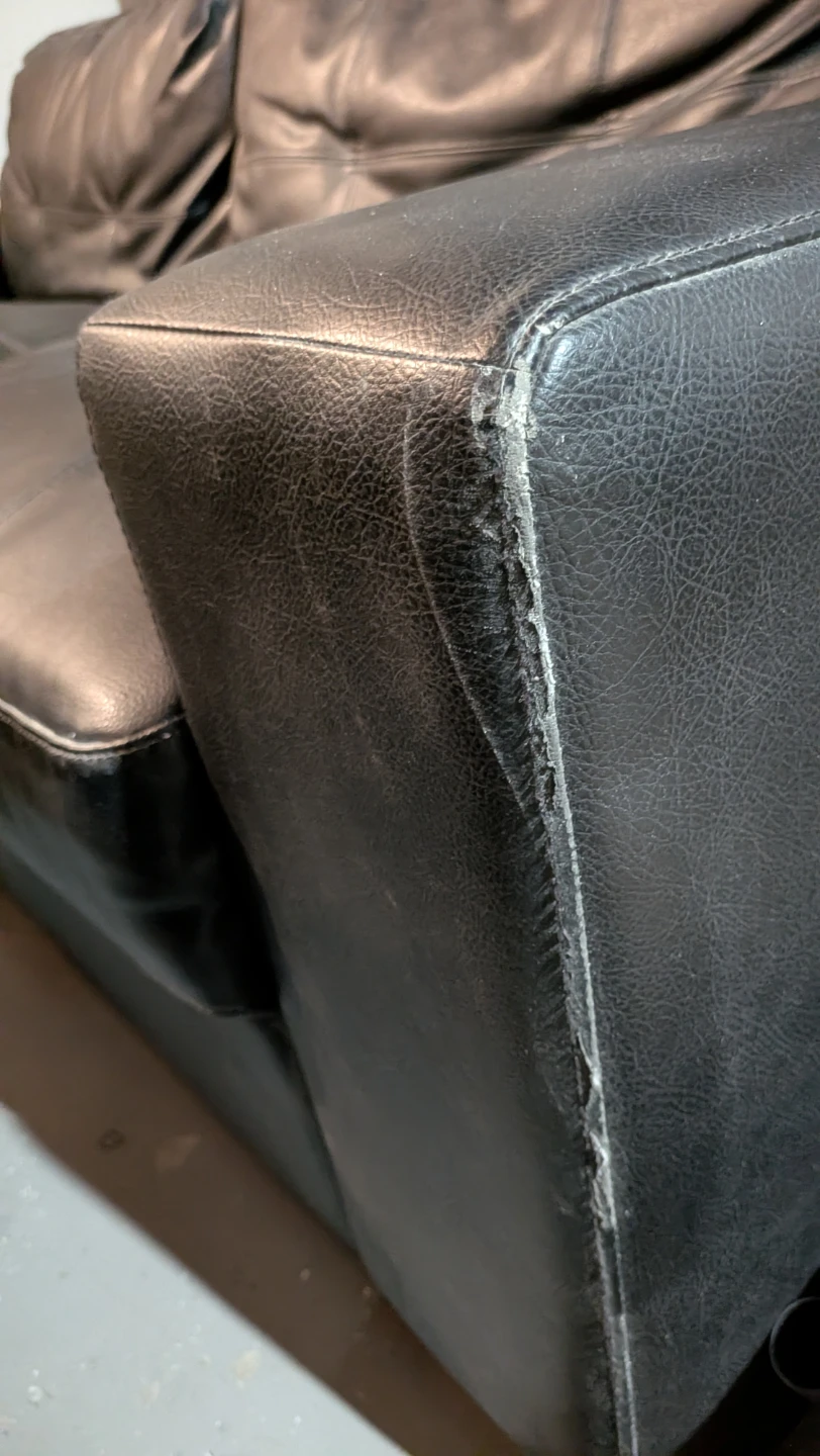 Black Faux Leather Couch - photo 4